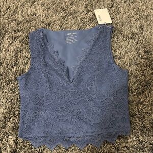 ReoRia Blue Lace Detail Top